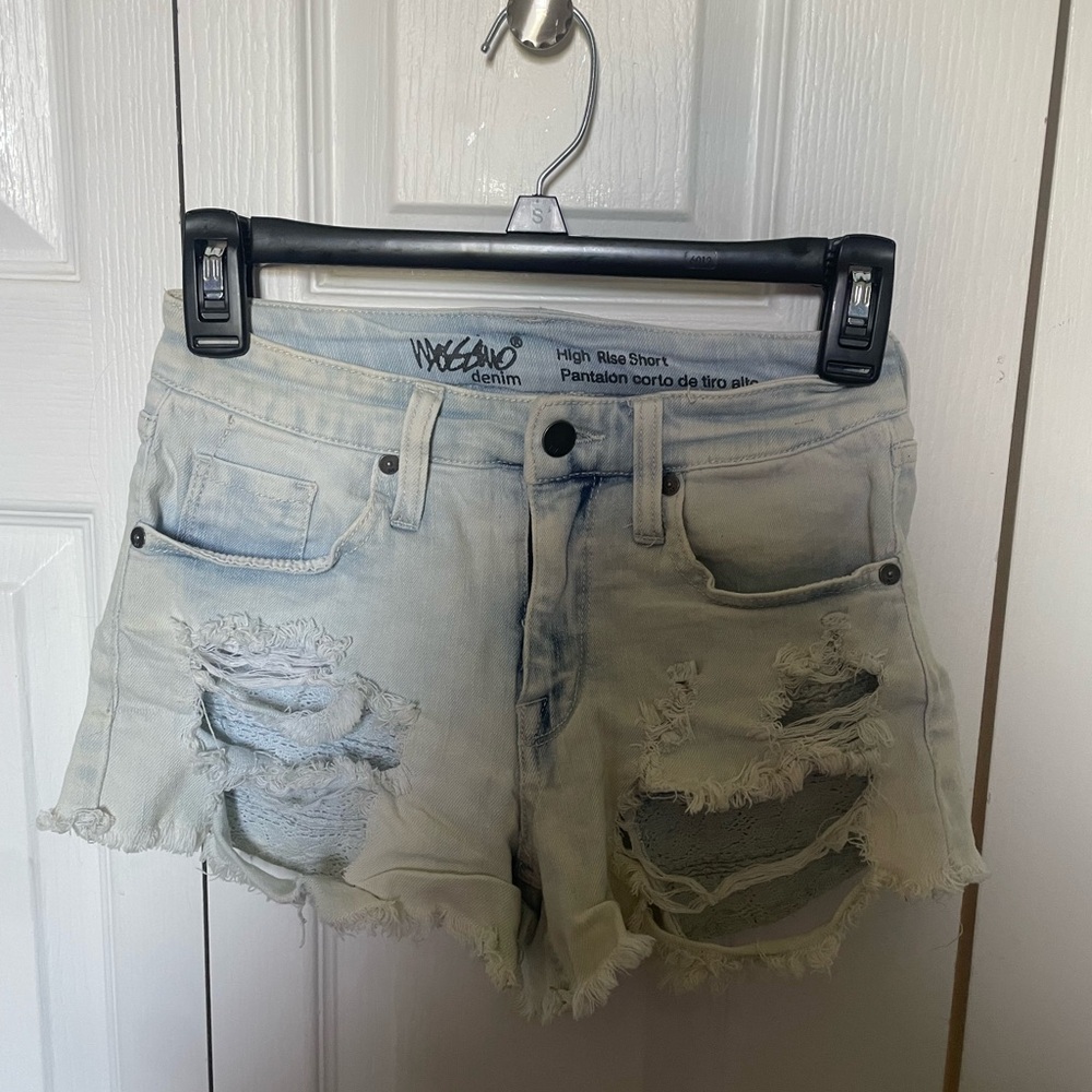 Massimo Blue Jean Shorts Distressed Raw Hems